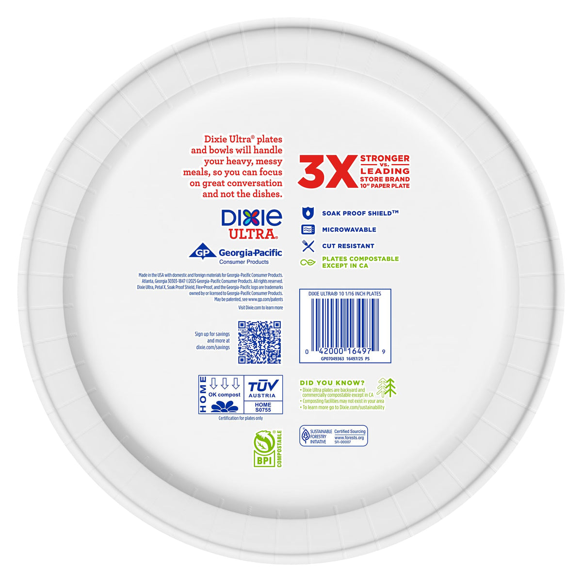 Dixie Ultra Large Paper Plates, 10 Inch, Heavy Duty Disposable Plates
