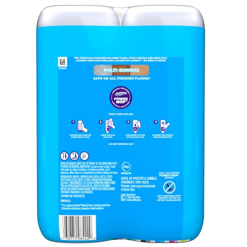 Swiffer PowerMop Liquid Floor Cleaner Refills, Solution for Power Mop, Fresh Scent, 2 Count Mopping Fluid Replacement Bottle, Spray Mops Cleaning Juice, No Bucket Needed, Multi-Surface and Wood