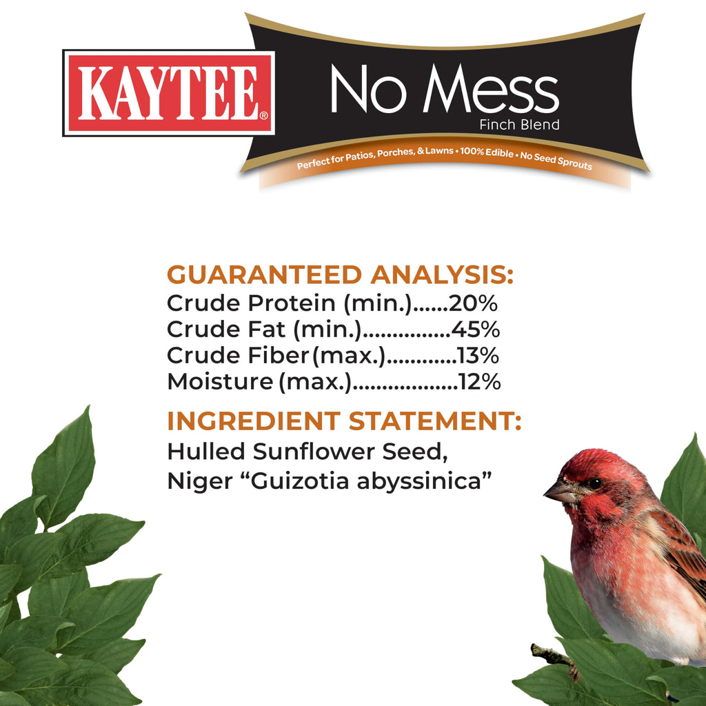 Kaytee No Mess Finch Seed and Nyjer Blend, Attracts Goldfinches, Chickadees, Junos, Finches and Other Wild Birds, 8 Pounds