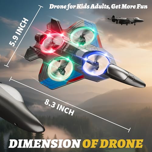 4DRC RC Planes Remote Control Airplanes for Kids Adults,Black,2Batteries | Remote Control Planes for Kids Adults Beginners, Remote Control Helicopter Fighter Jet Drones for Kids Adults, 360° Flip
