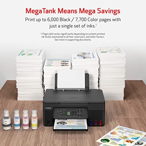 Canon MegaTank G3270 All-in-One Wireless Color Printer | Print, Copy, Scan, Refillable Tank System, Compact Desktop Design, Home & Office Use