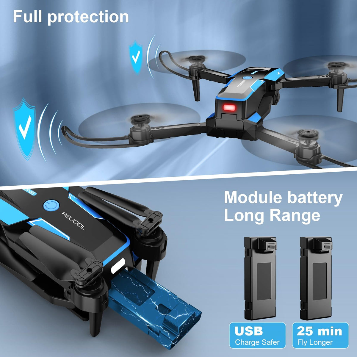 Drone with 1080P Camera - Foldable Remote Control RC Quadcopter FPV Drone | Camera Drone with Gesture Control, 3D Flip, One Key Start, Emergency Stop, 2 Batteries, Toy Drone for Kids Adult Beginners