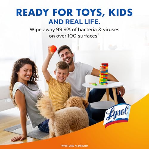 Lysol Disinfecting Wipes, Cleaner, Lemon + Mango + Linen, 80 ct. (4 Pack) | All Purpose Cleaner, Sanitizing, Deodorizing, Apartment Essentials, Back To School Cleaning Supplies, Kitchen & Bathroom Wipe