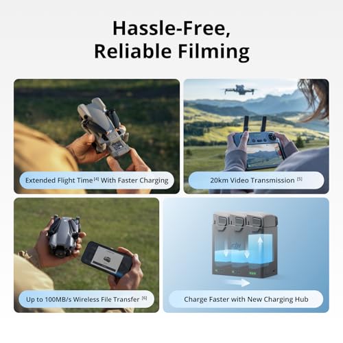 DJI Mini 5 Pro Fly More Combo With DJI RC 2, 1-Inch CMOS | 4K Drone for Beginners With Omnidirectional Obstacle Sensing, ActiveTrack 360°, 225° Gimbal Rotation, 3 Batteries