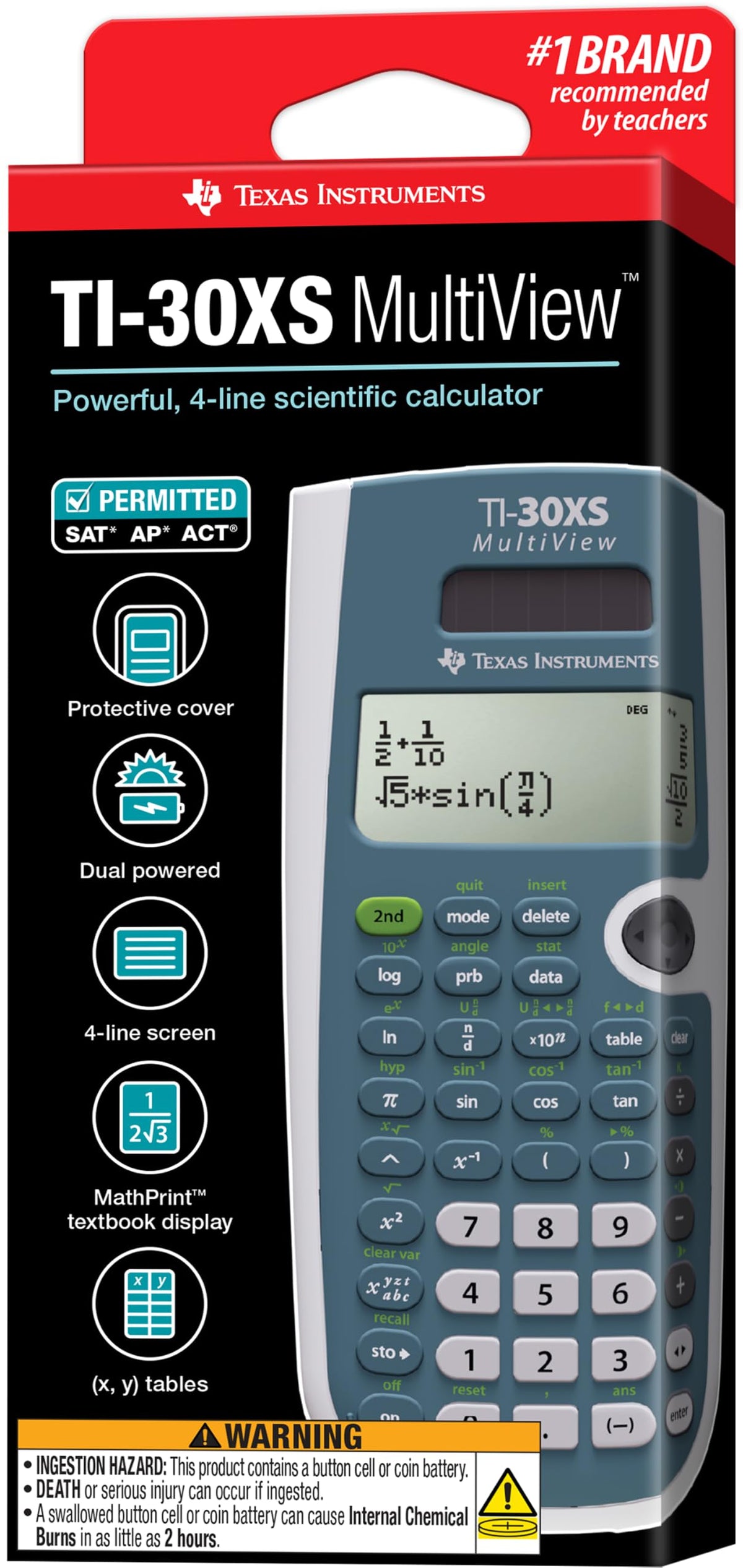 Texas Instruments TI-30XS MultiView Scientific Calculator | Powerful, four-line scientific calculator for high school math and science