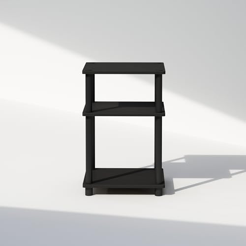 Furinno JUST Toolless 3-Tier Night Stand, Open Storage, Americano | Compact, Narrow Bedside Table, End Table, Side Table, for Bedroom, Dorm