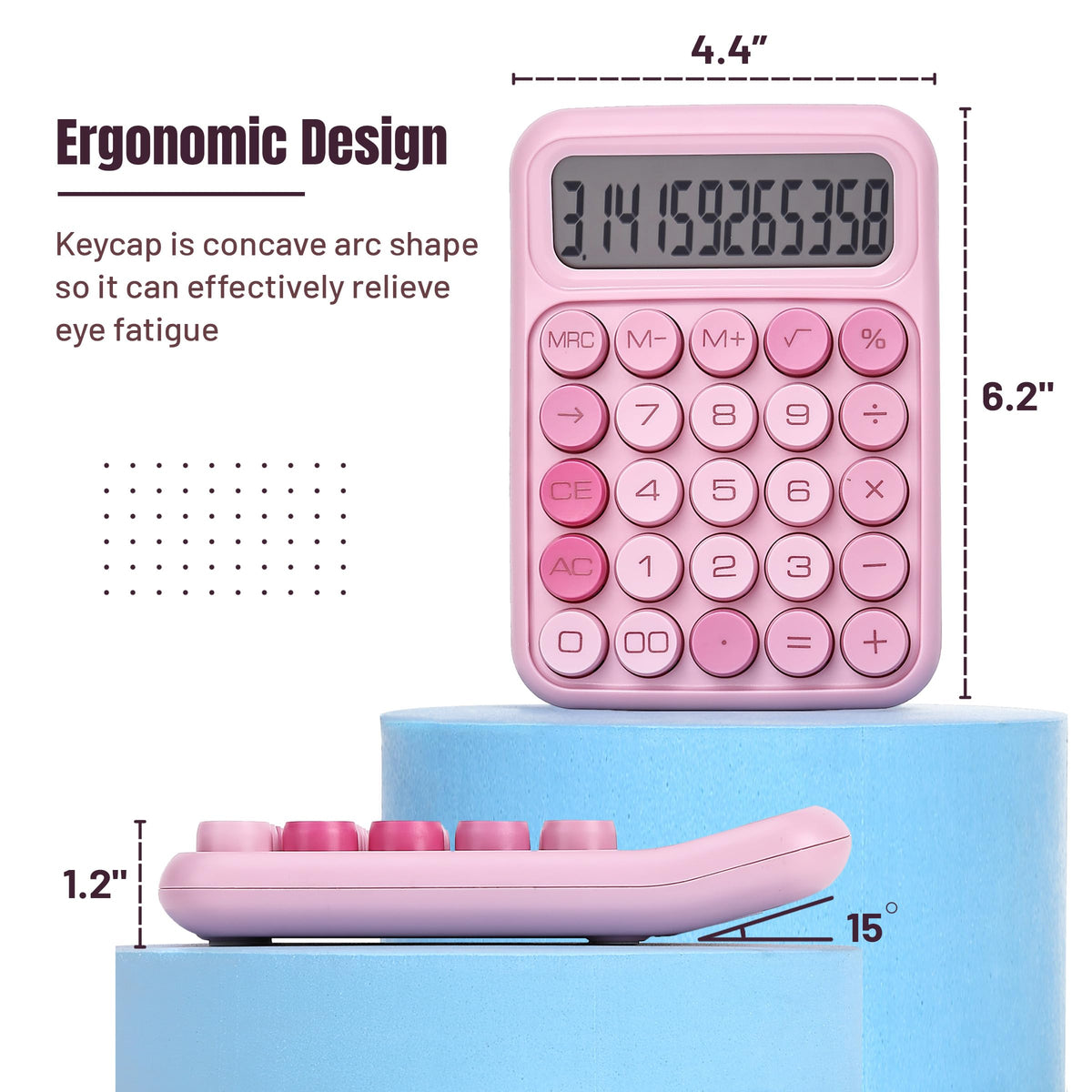 Mr. Pen- Mechanical Switch Calculator, 12 Digit Large LCD Display, Pink | With Big Buttons, Mechanical Switch Calculator for Home, School, Office