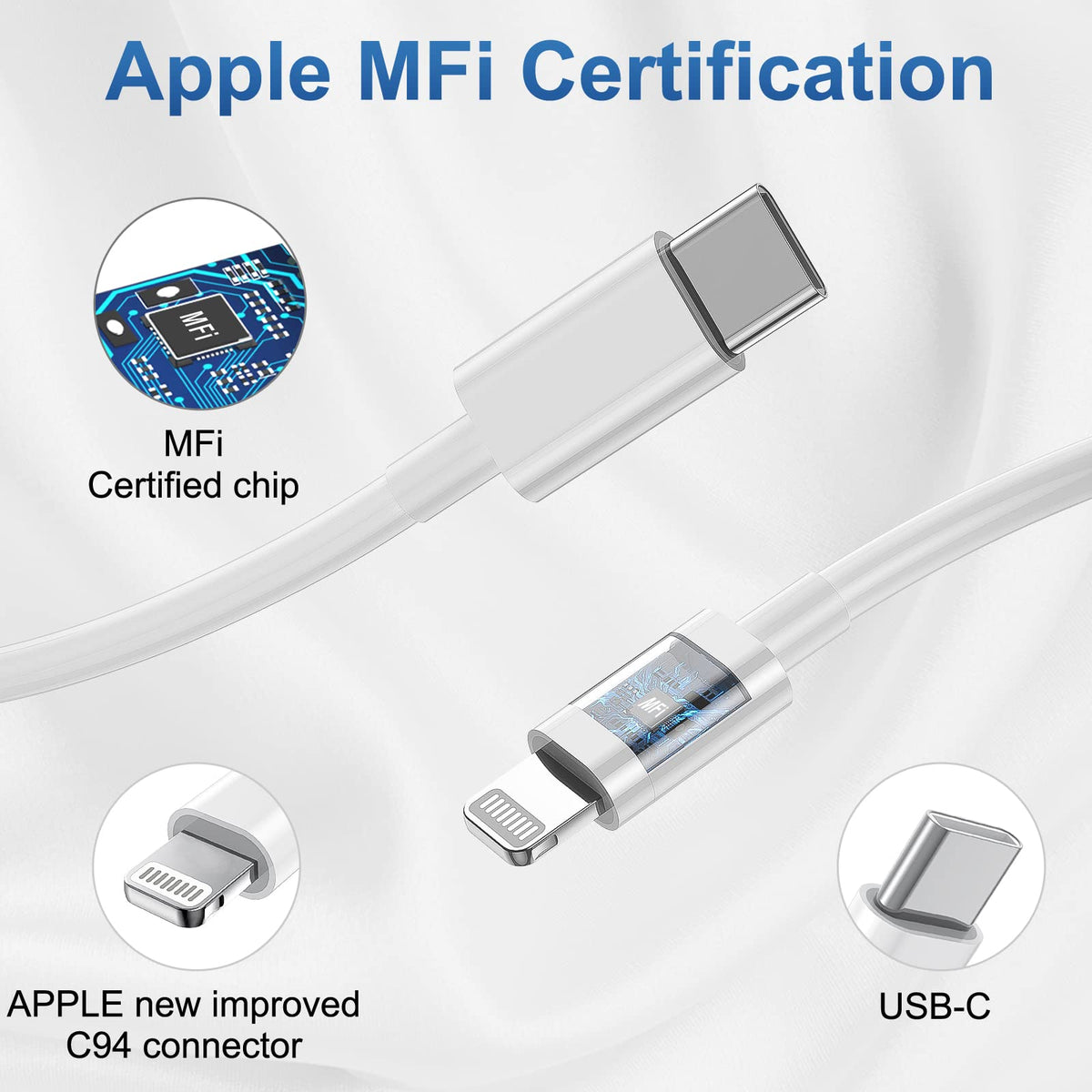 iPhone Charger Fast Charging, USB C Charger Block, 6FT/10FT Lightning Cable | For Apple iPhone 14/13/12/11 Series, 2-Pack 6FT/10FT Long USB C to Lightning Cables, AirPods with Lightning Charging Case