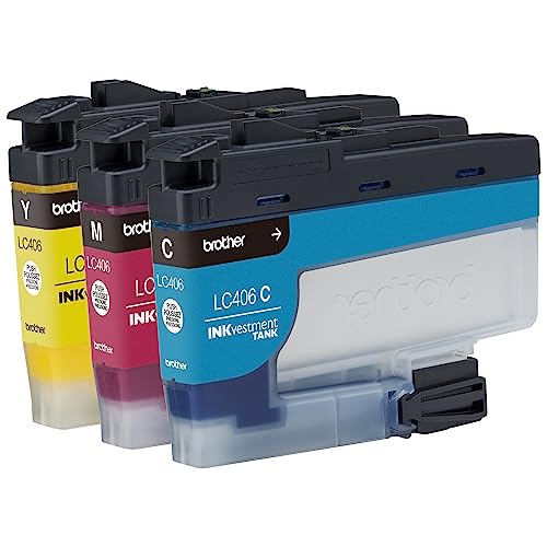 Brother Genuine LC406 Ink Cartridges for INKvestment Tank Printers | 3-pack cyan, magenta and yellow Brother printer ink LC406 ink cartridges for select INKvestment Tank printers