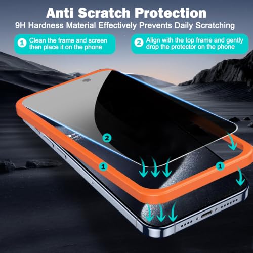 PEHAEL for iPhone 18 Pro Max Privacy Screen Protector+Camera Lens Protector | 3+3 Pack, Installation Frame, Cleaning kits, Anti-Spy Private, Anti-Scratch, 9H Tempered Glass, Case Friendly