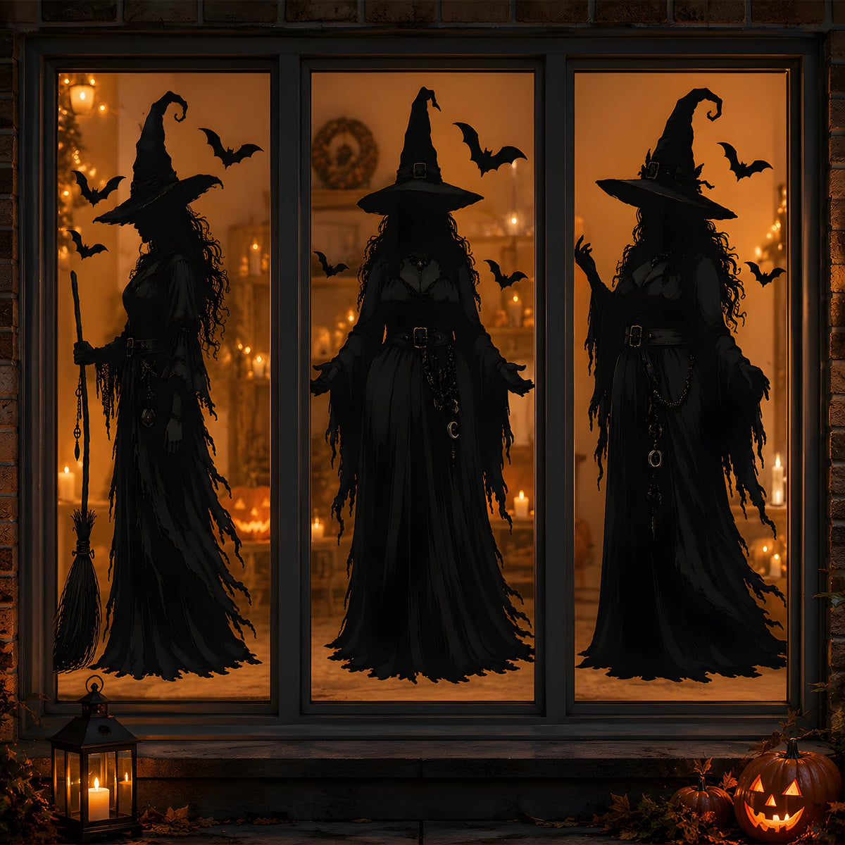 Halloween Decorations - Witch Window Clings for Halloween Party Decor | 11.4"x27.6" Halloween Window Decorations for Indoor Outdoor | Halloween Window Stickers for Home Office Party Favors Supplies
