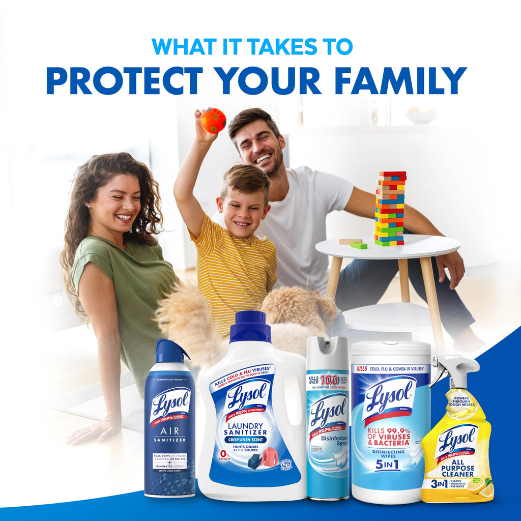 Lysol Disinfecting Wipes, Multi-Surface Cleaner, Crisp Linen, 80 ct. | All Purpose Cleaner, Sanitizing, Deodorizing, Apartment Essentials, Back To School Cleaning Supplies, Kitchen & Bathroom Wipe