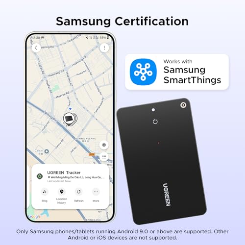 UGREEN FineTrack Slim S (Samsung Only) Wallet Tracker Card, | 1-Year Rechargeable Bluetooth Tracker Card Finder Work with Samsung SmartThings APP for Galaxy S25/S24 Ultra -1.7mm