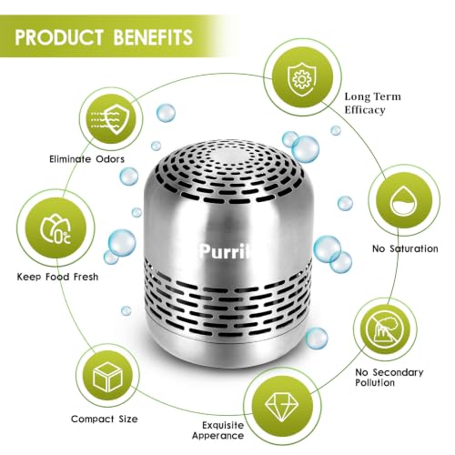 Purriko Refrigerator Deodorizer,Long-Lasting Fridge Odor Eliminator | Replaces Baking Soda and Activated Carbon, Reusable Fridge Deodorizer