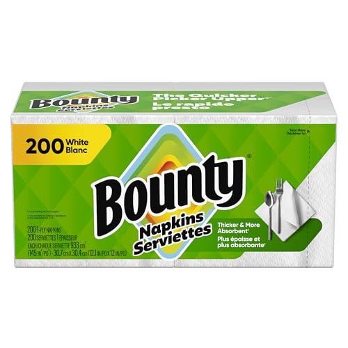 Bounty Paper Napkins, White, 200 Count, Packaging may vary