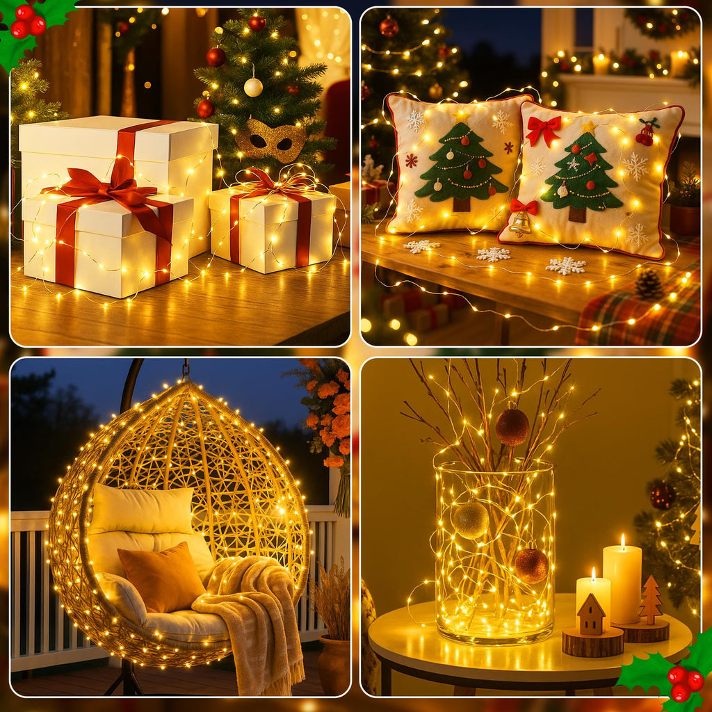 16FT 50 LED Fairy Lights Battery Operated with Timer, Warm White