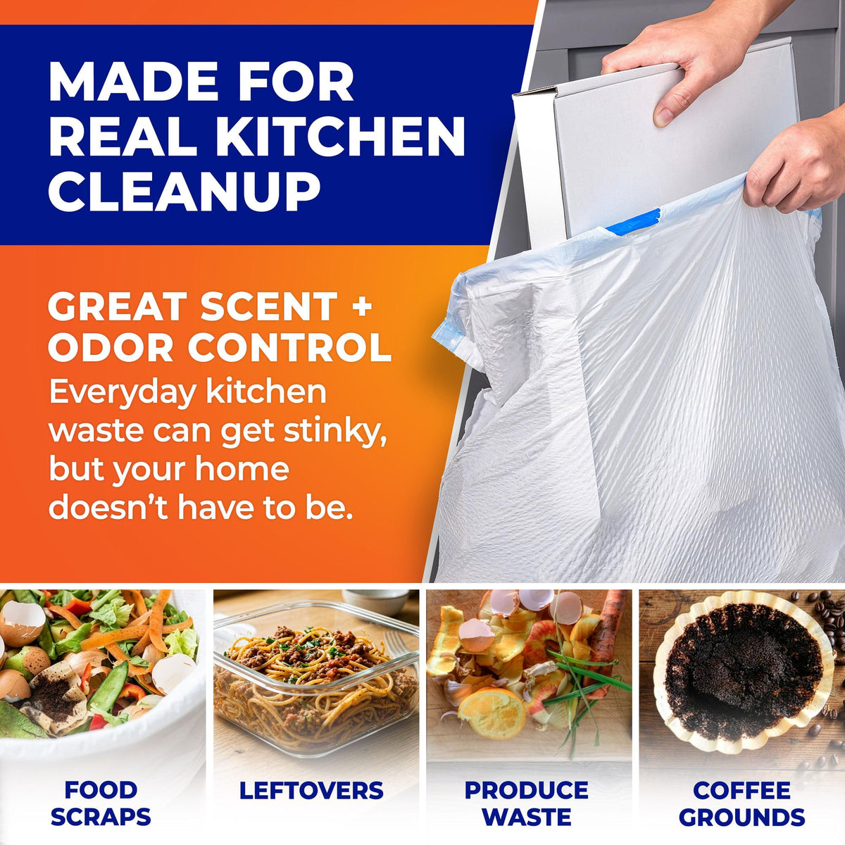Hefty Ultra Strong 13 Gal Kitchen Trash Bags, White, Lavender Vanilla, 80ct | 13G Tall White Trash Bags with Drawstrings for Kitchen and Home Use, Resists Leaks, Punctures, Rips, Continuous Odor Control
