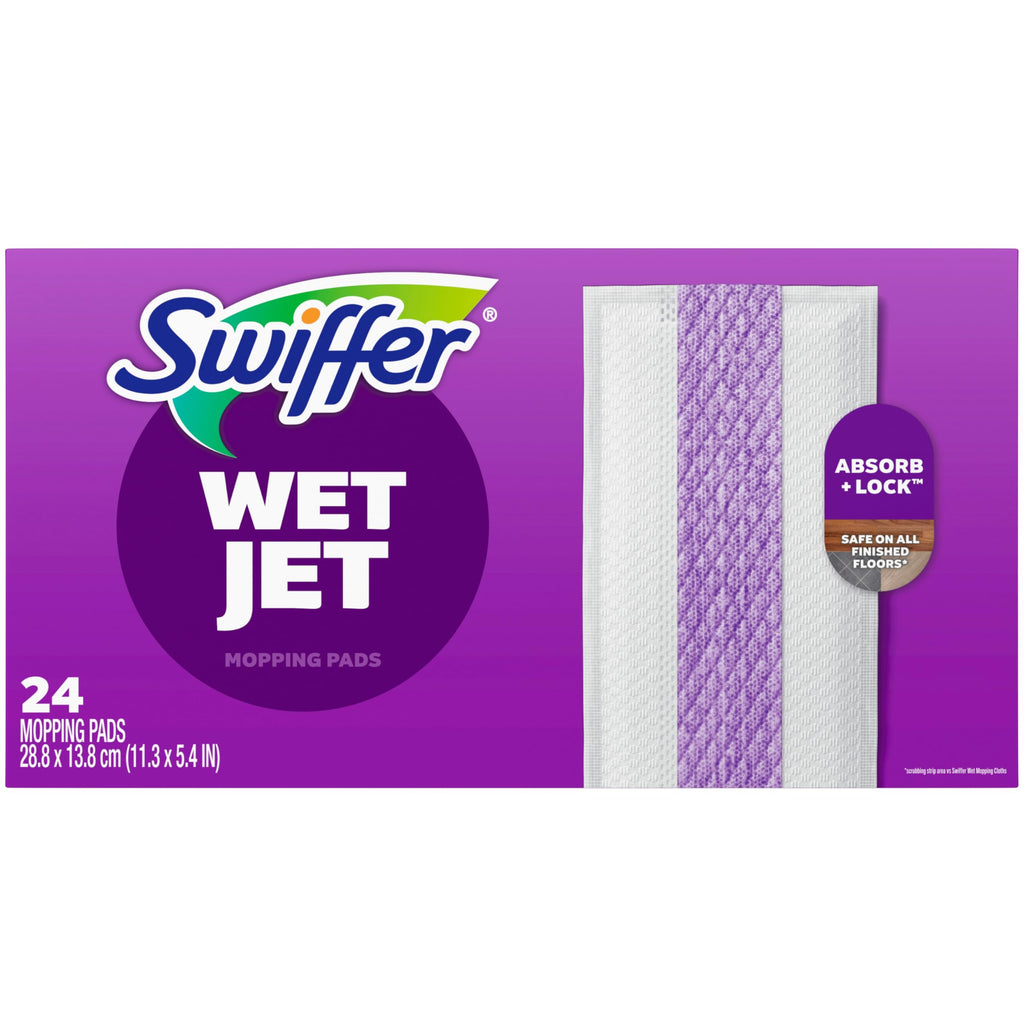 Swiffer WetJet Hardwood Floor Cleaner Spray Mop Pad Refill, Bathroom Cleaning Supplies, Hardwood Floor Cleaner, Multi Surface, 24 Count