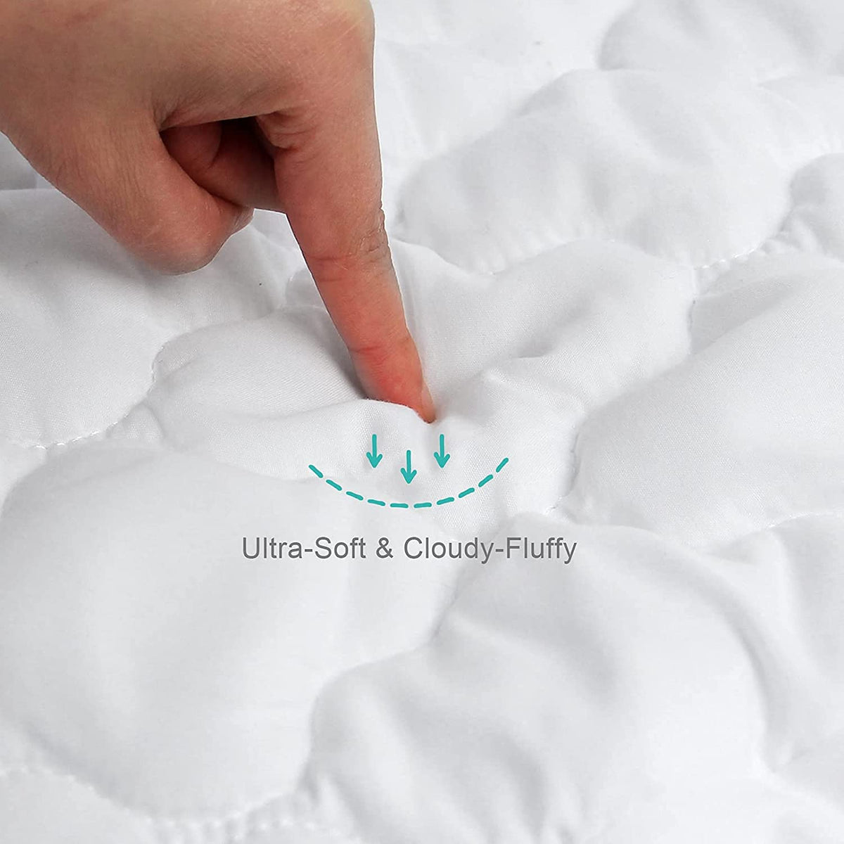 Crib Mattress Protector Sheets Fitted Waterproof Crib Mattress Pad Cover | Quilted Improved Thickness Machine Washable Noiseless 52” x 28” White Fit for Standard Crib Toddler Bed Mattress up to 9”