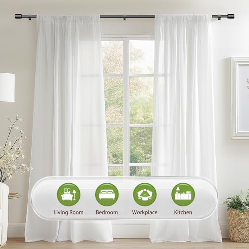 Curtain Rods 30-90 Inch, Adjustable Black Curtain Rods for Windows 1 Pack