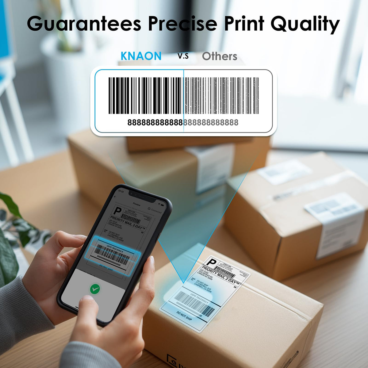 KNAON Shipping Thermal Label Printer, 4x6 Portable Label Printer, Black | Bluetooth Label Printer, Portable for Home Office & Small Business, Works with iPhone, Android, PC, Perfect for Etsy, USPS