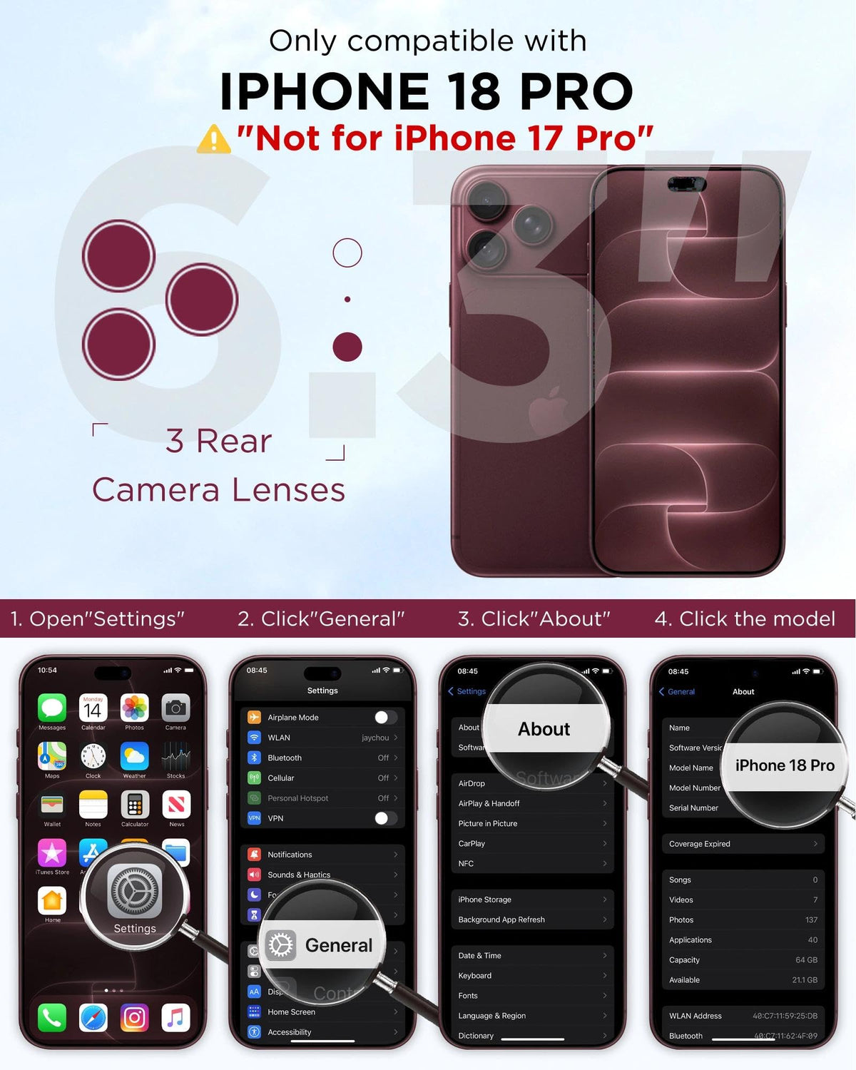 Diaclara Magnetic for iPhone 18 Pro Case with Screen Protector, Burgundy | Fit for MagSafe, Built‑in Anti‑Scratch Touch‑Sensitive Screen Protector, 360° Dual‑Layer Rugged, Mil‑Grade Drop Protection