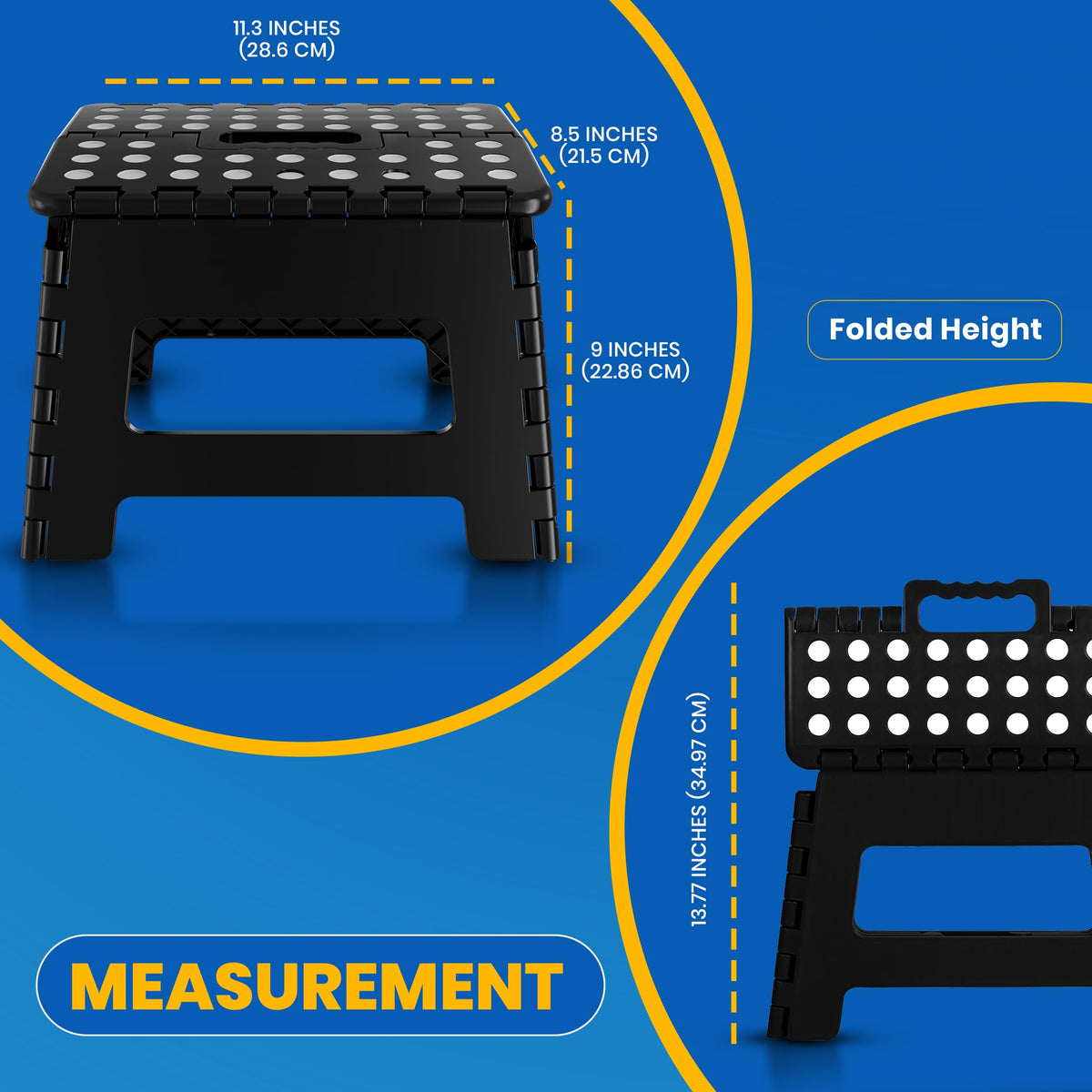 Utopia Home Folding Step Stool 9 Inch, Anti-Slip, Black, 1-Pack | Foldable step stool with anti-slip surface, built-in handle, and 300 lbs support for safe home use