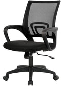BestOffice Ergonomic Office Chair | Mid-Back Swivel Desk Chair | Dark Black | with Lumbar Support, Adjustable Height & Breathable Backrest | Sponge Seat & Rolling Wheels | for Home, Office | Pack of 1