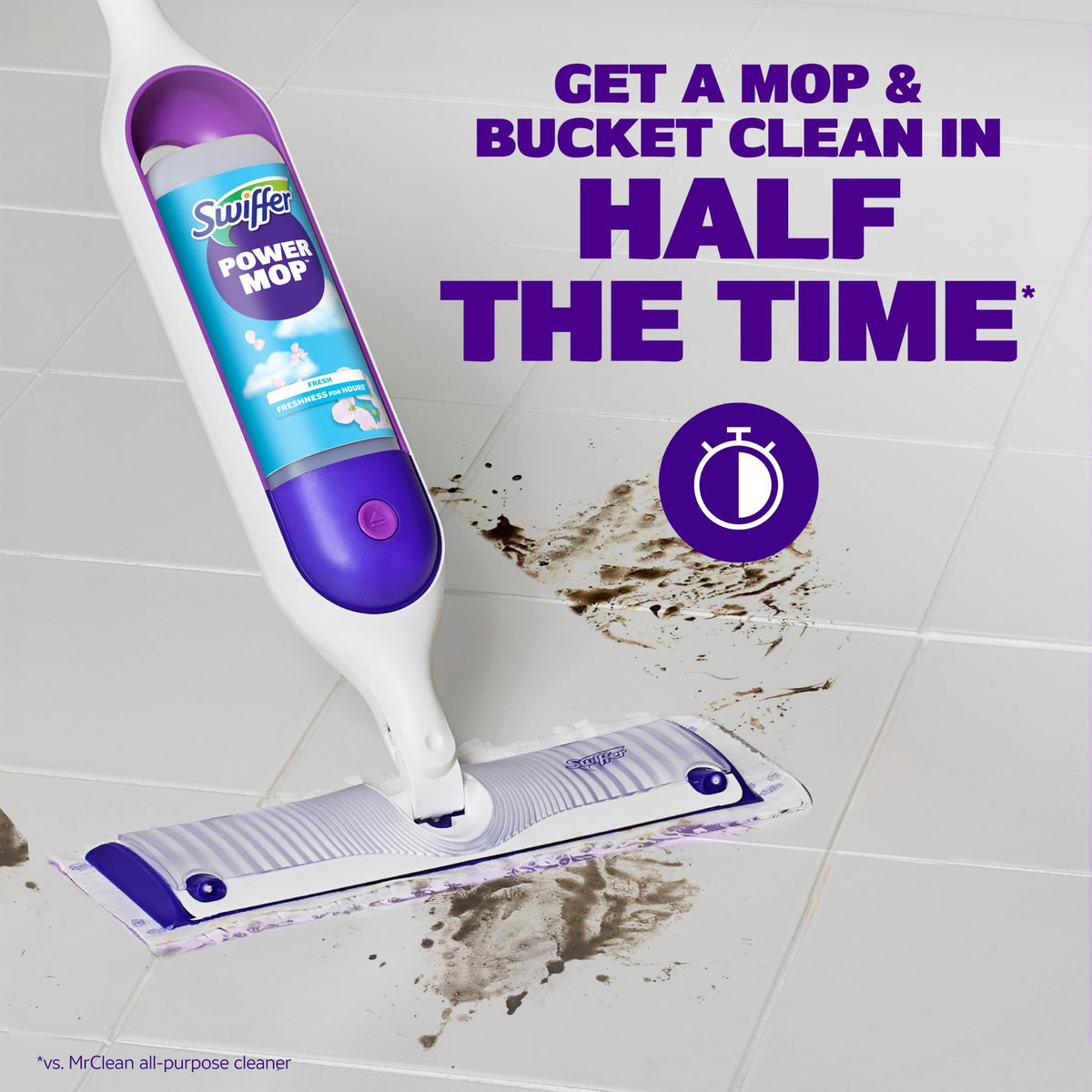 Swiffer PowerMop Liquid Floor Cleaner Refills, Solution for Power Mop, Fresh Scent, 2 Count Mopping Fluid Replacement Bottle, Spray Mops Cleaning Juice, No Bucket Needed, Multi-Surface and Wood