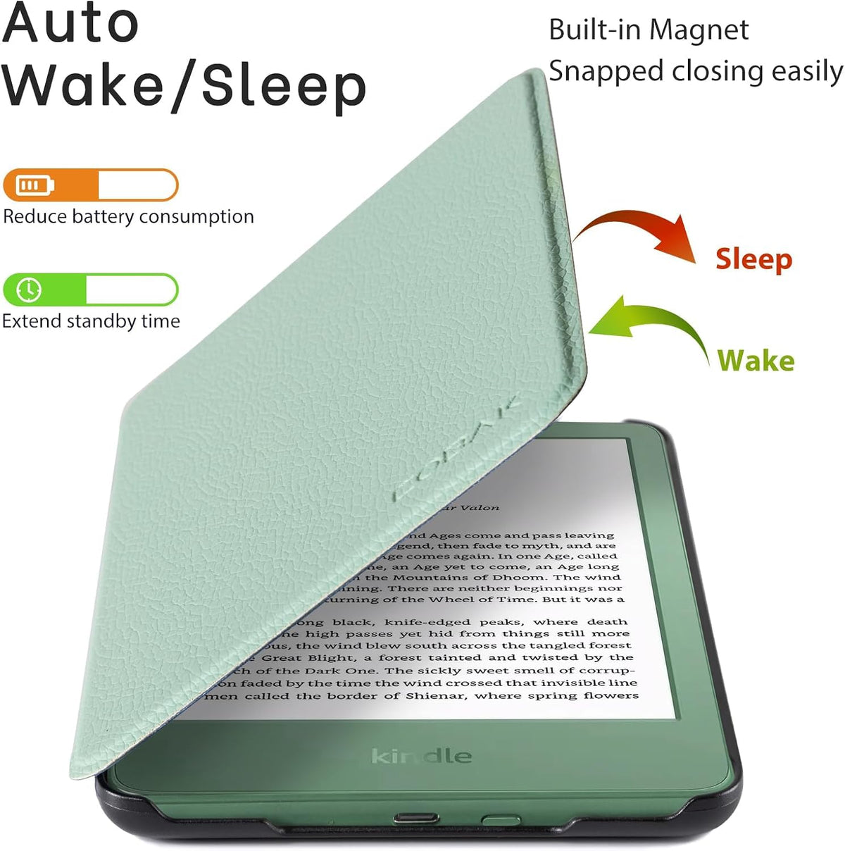 CoBak Case for 6" Kindle Basic 11th Gen 2024/2022, Sage | Auto Sleep and Wake, Lightweight , Slim, Premium Protective Case for Amazon Kindle Basic 11th Gen 6 Inch