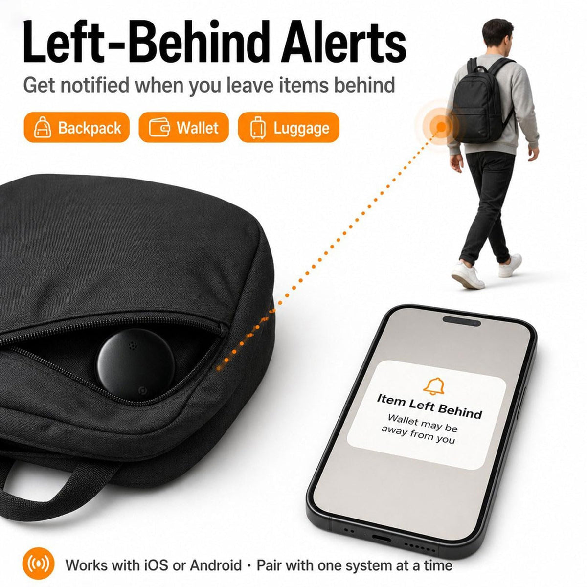 RGIMF GPS Tracker for Vehicles No Subscription, iOS & Android Dual System | Precise Location Car Tracker Tag, IP66 Bluetooth Tracker Device for Key, Luggage, Wallet, Kid and Pet (2-Pack)