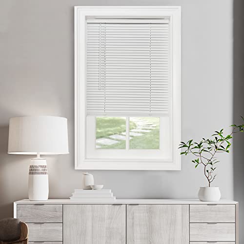 Cordless Light Filtering Mini Blind, 27 x 64 in, Pearl White | Cordless Lift and Light-Filtering Control: Slat-Based Blind Construction with Adjustable Light Control.