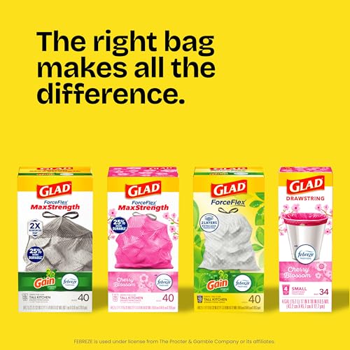 Glad ForceFlex Tall Kitchen Trash Bags, 13 Gallon, Fragrance Free, 110 Count (Package May Vary)