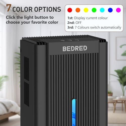 Dehumidifier,95OZ Dehumidifier for Home Sq.Ft - Quiet with Auto Shut Off & Relaxing 7 Color Ambient Light,Ideal for Livingroom, Bedroom, Basement(Black)