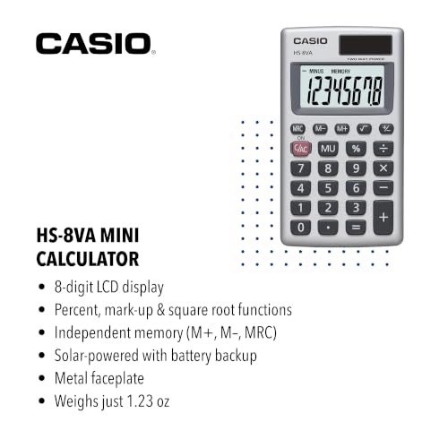 Casio HS-8VA Mini 6-Function Calculator