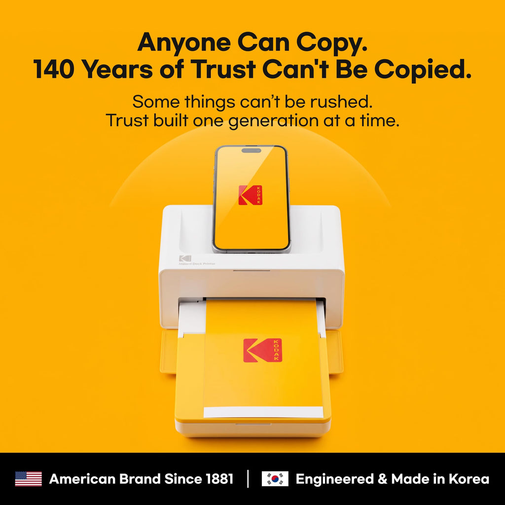 KODAK Dock Plus 4x6 Photo Printer, Smartphone Docking, 4PASS, 50 Sheets | Bluetooth, iPhone & Android Smartphone Compatible, Charge While Printing, Water, Fingerprint and Fade Resistant