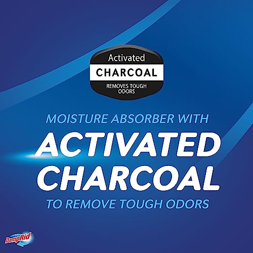 DampRid Fragrance Free Disposable Moisture Absorber & Odor Remover with Activated Charcoal, 18 oz., 3 Pack, Lasts Up To 60 Days, No Electricity Required