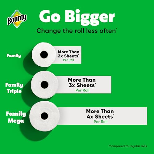 Bounty Paper Towels Quick Size, White, 16 Family Rolls = 40 Regular Rolls