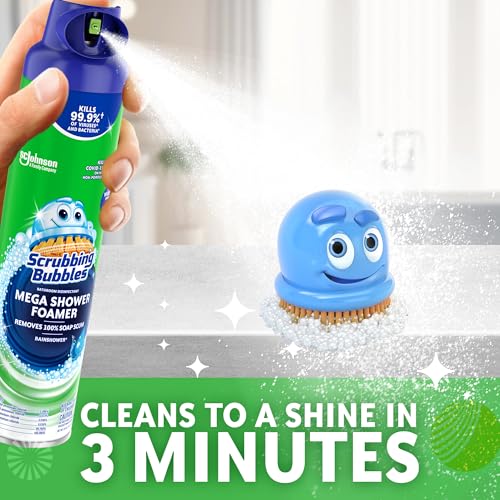 Scrubbing Bubbles Mega Bathroom and Shower Foamer Aerosol, Rainshower Scent, 20oz (Pack of 2)