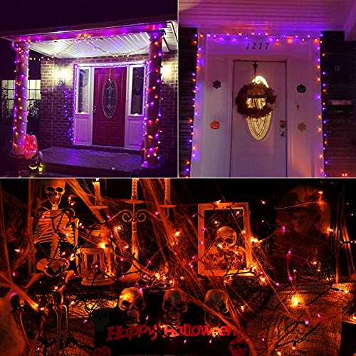 Orange & Purple Halloween Lights, 12.5ft 50 Count Incandescent String Light | UL Certified Connectable Mini Bulbs String Lights for Outdoor, Indoor, Garden, Porch, Party, Home, Halloween Decor