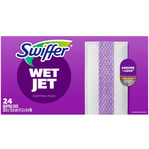 Swiffer WetJet Hardwood Floor Cleaner Spray Mop Pad Refill, Bathroom Cleaning Supplies, Hardwood Floor Cleaner, Multi Surface, 24 Count