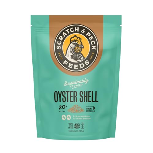 Scratch and Peck Feeds | Oyster Shell Chickens & Ducks | 4 lb Pouch | Essential Calcium Supplement for Eggshell Strength and Hen Health, All Natural, Sustainably Sourced