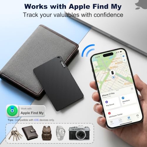 Wallet Tracker for Apple Find My, [Apple MFi Certified], iOS Only | 5+ Year Battery, Ultra-Slim Smart Card Tracker for Walle, Wallet Tracker Card forWallet, Passport, Luggage, Purse & Backpack