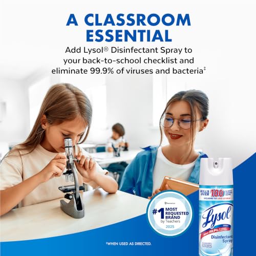 Lysol Disinfectant Spray, Sanitizer, Crisp Linen, 19 oz, 2 Pack | Multi-Surface Disinfecting & Sanitizing Antibacterial Room Spray, Deodorizer Spray, Home & Bathroom Cleaning Supplies