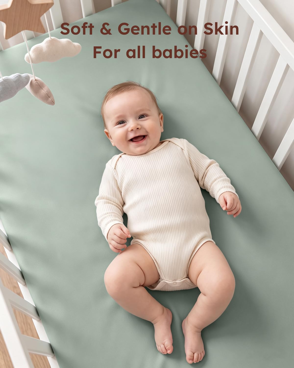 Yoofoss 2-Pack Baby Crib Sheets for Boys Girls 52x28 (Green+Leaf) | Soft & Breathable & Cozy, Fitted Crib Mattress Cover Set for Baby Bed and Toddler Mattress