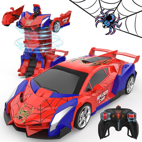 BLUEJAY Transform RC Cars for Boys 3-12, 2.4Ghz Remote Control Car | 1:18 Scale Transforming Robot, One-Button Deformation 360° Rotation Car Toy Gifts for Boys