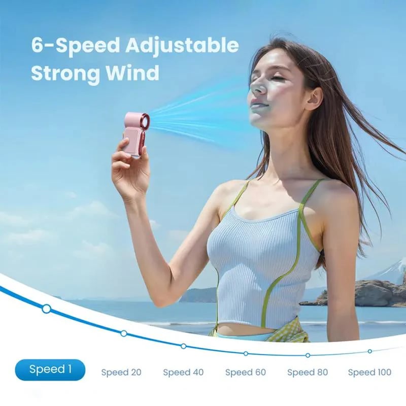 🥳2026 HOT SALE🥳💞50K+ SOLD!💨❄️ ! Turbo Handheld Fan – 8000 RPM, 5 speeds, LED display. 500mAh battery. Pocket‑sized power! 🌬️✨