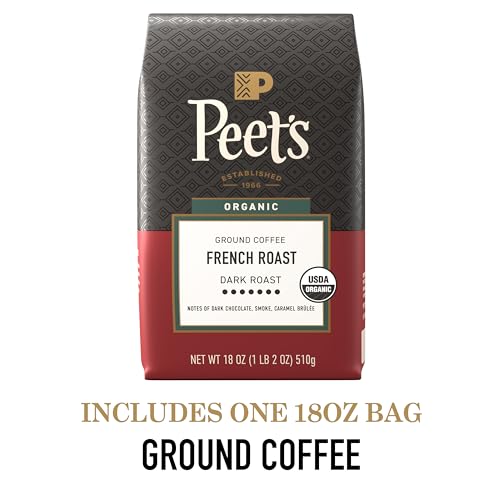 Peet's Coffee Ground Coffee Dark Roast, Organic French Roast, 18 Ounces
