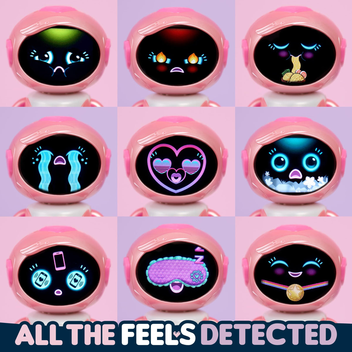 emotoBOT COR-A Interactive Robot Kids’ Toy Touch-and Sound-Responsive Robot | Holiday Stocking Stuffers, Gifts, Presents, Ages 6+, Pink, Movement, LED Face, 100+ Ways to Play