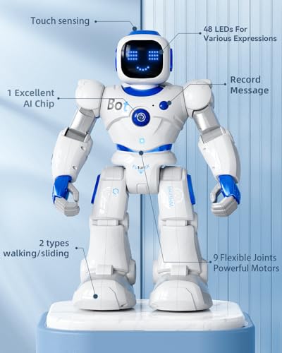 Ruko 1088 Smart Robot Toy for Kids, Large Programmable Interactive Gift | Support Remote Control & App Control & Voice Command, Birthday Gift for Boys & Girls Ages 4 5 6 7 8 9, Blue